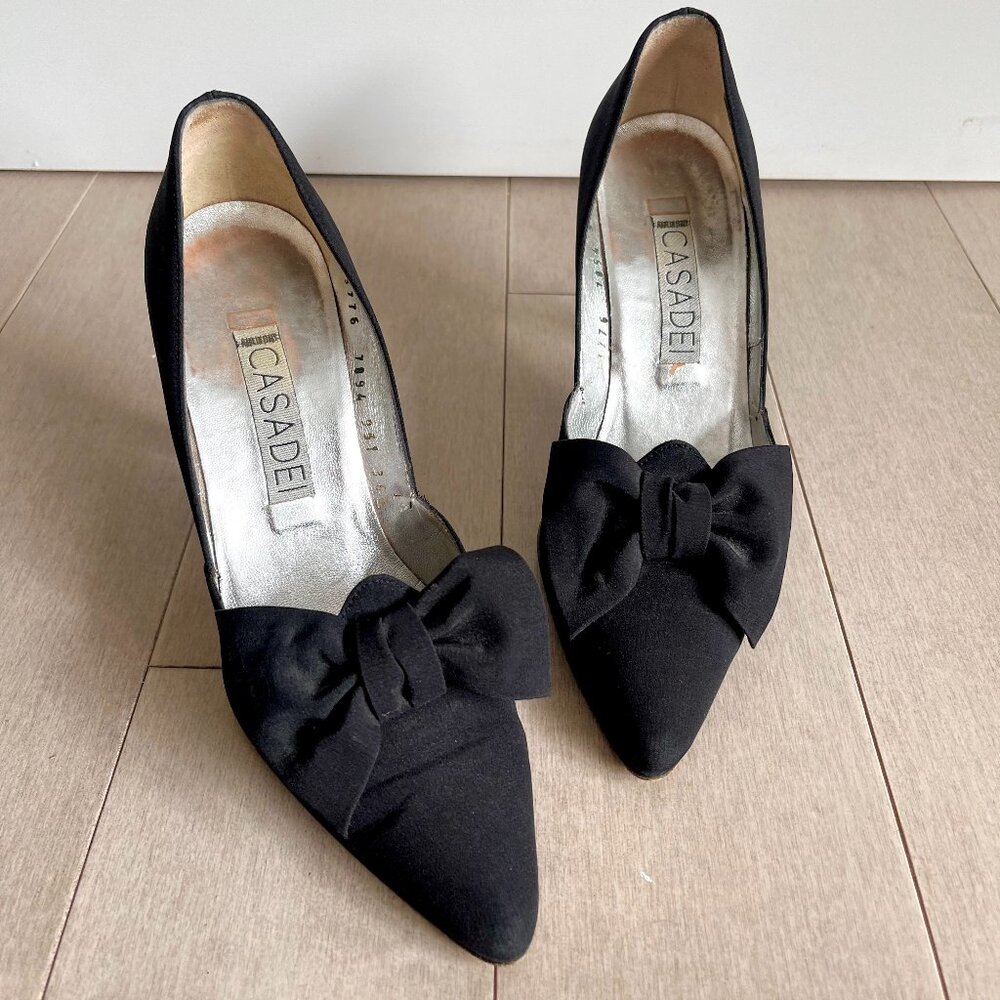 Casadei Black Bow Pointed Heels